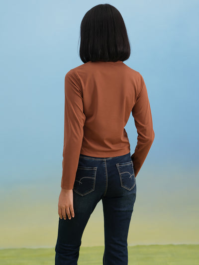 Warm Brown Solid Knit Tee