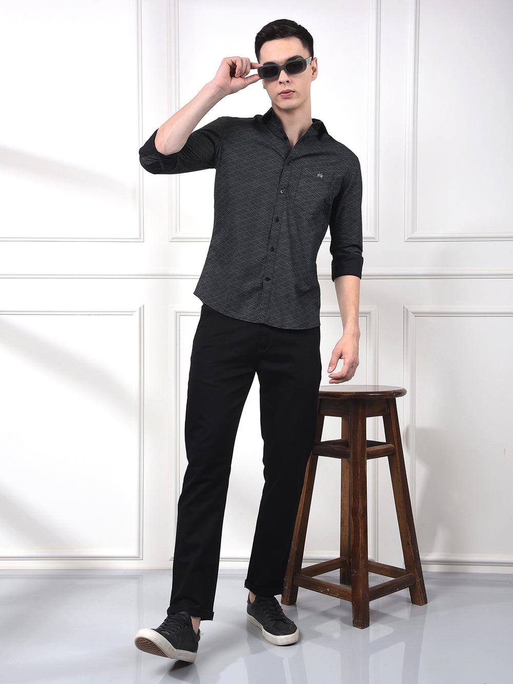 Black Printed 100% Cotton Shirt