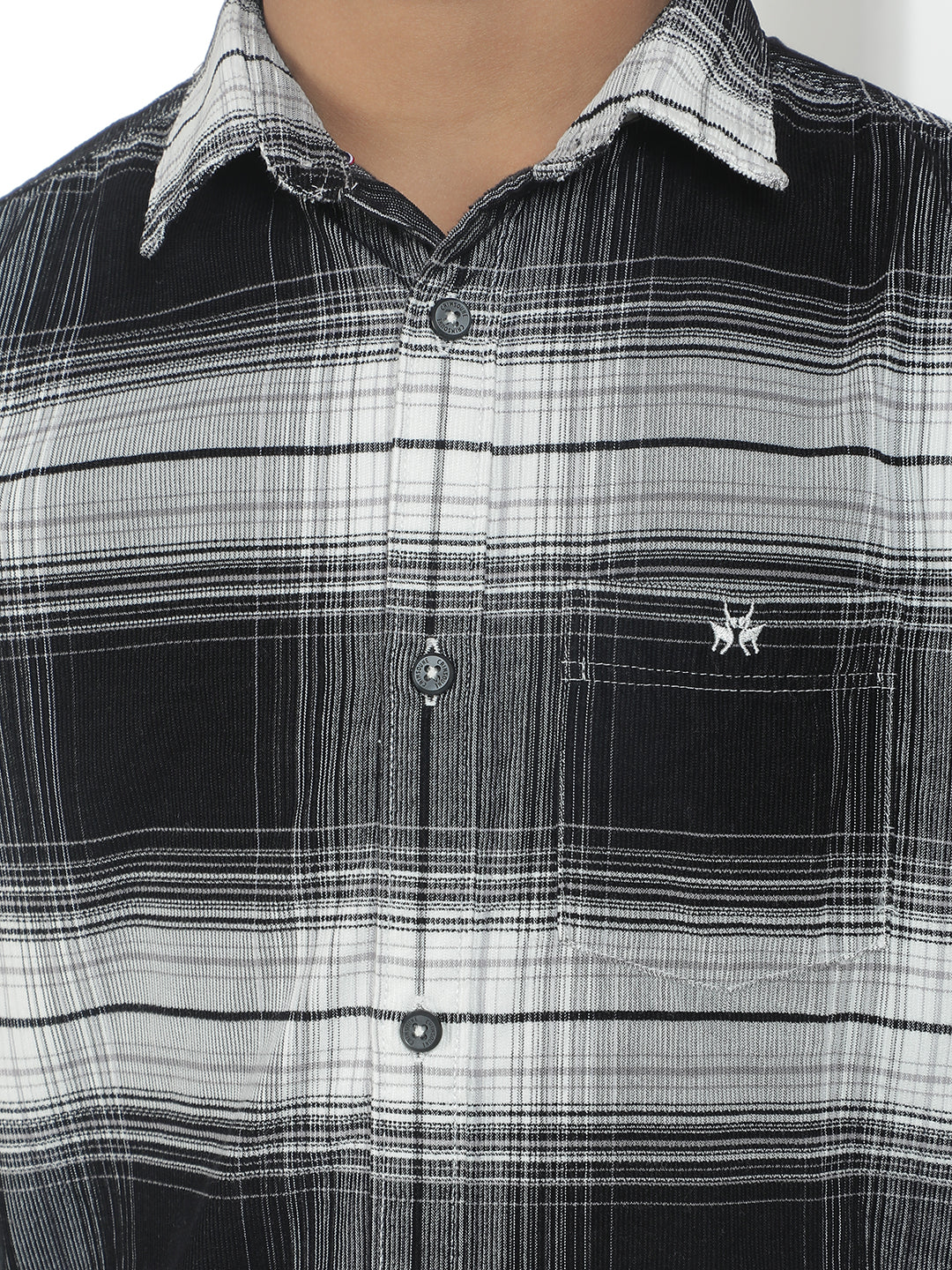 Black Checked 100% Cotton Corduroy Shirt