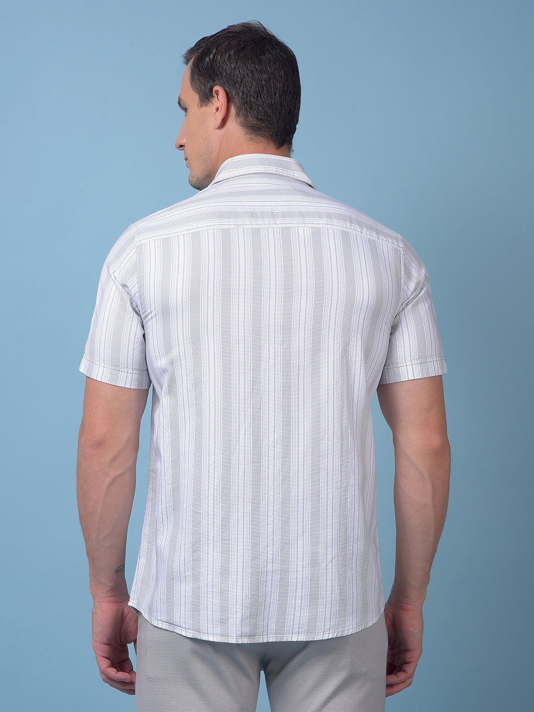 Green Vertical Stripes 100% Cotton Shirt