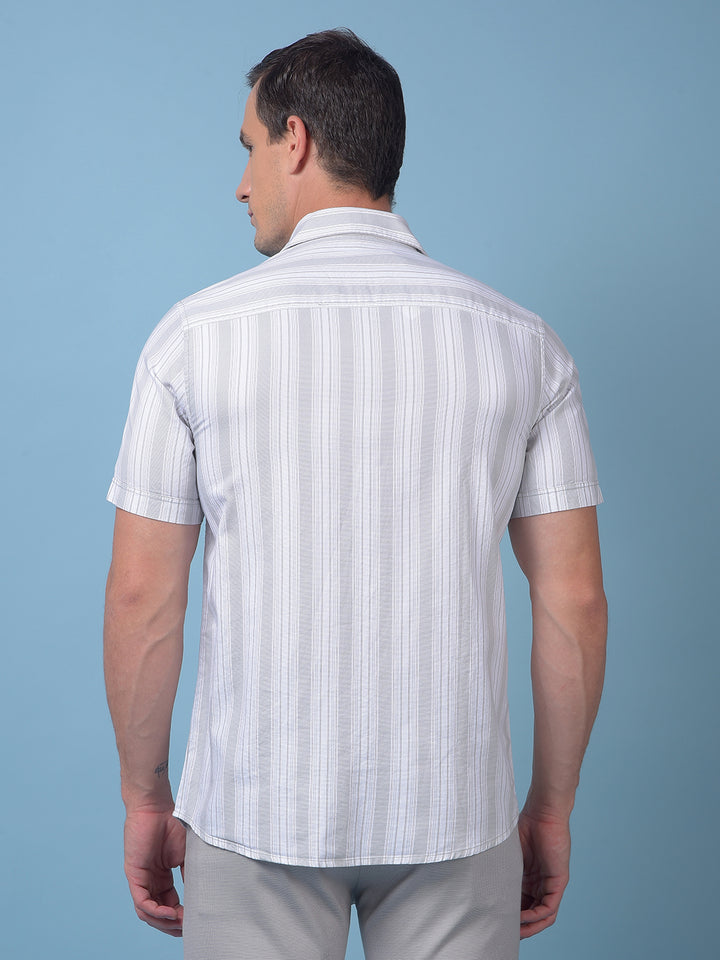Green Vertical Stripes 100% Cotton Shirt