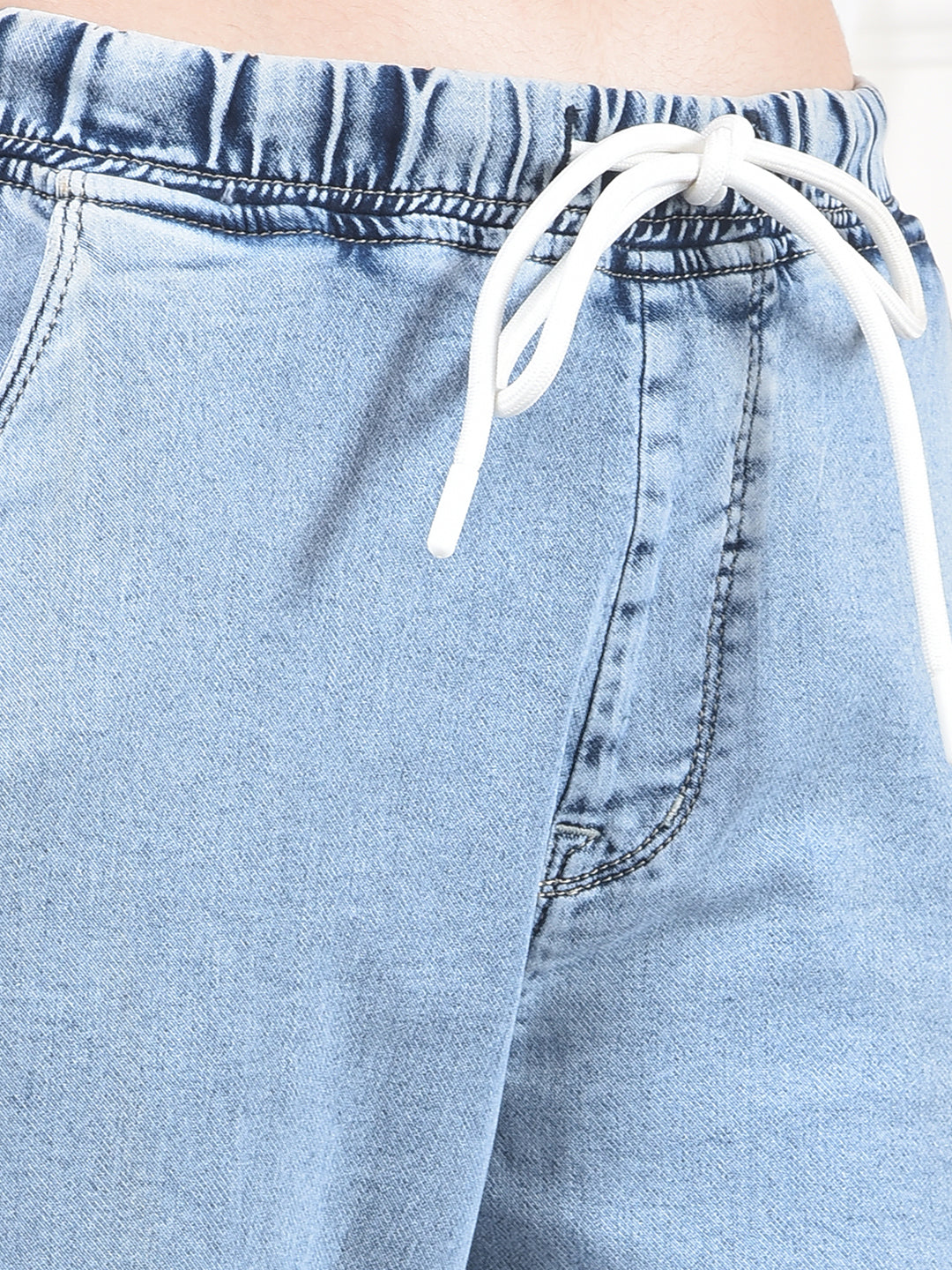 Ice Blue Relaxed Fit Cargo Jeans