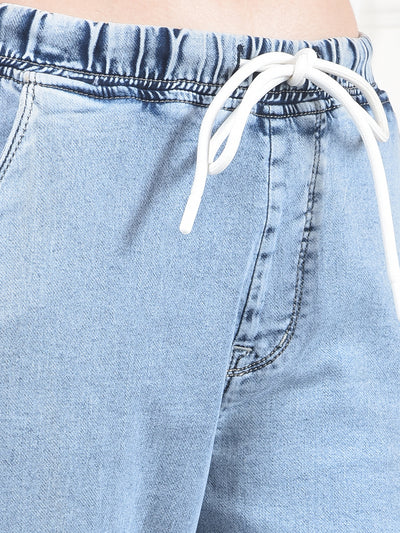 Ice Blue Relaxed Fit Cargo Jeans