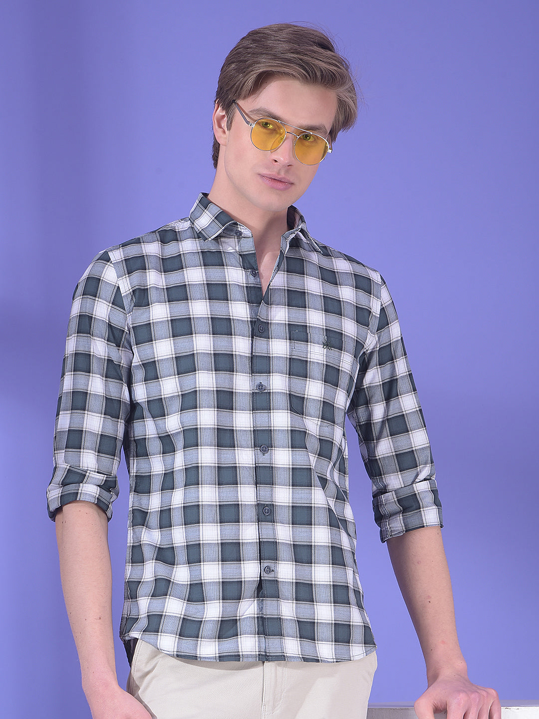 Everyday Grey Checked 100% Cotton Shirt