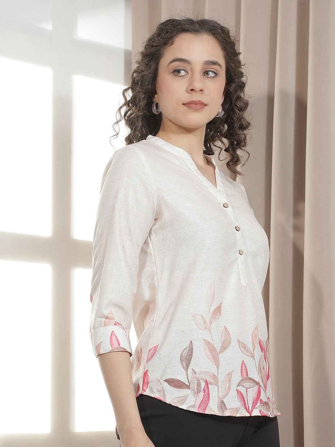 Radiant Red Impressionist Floral Top