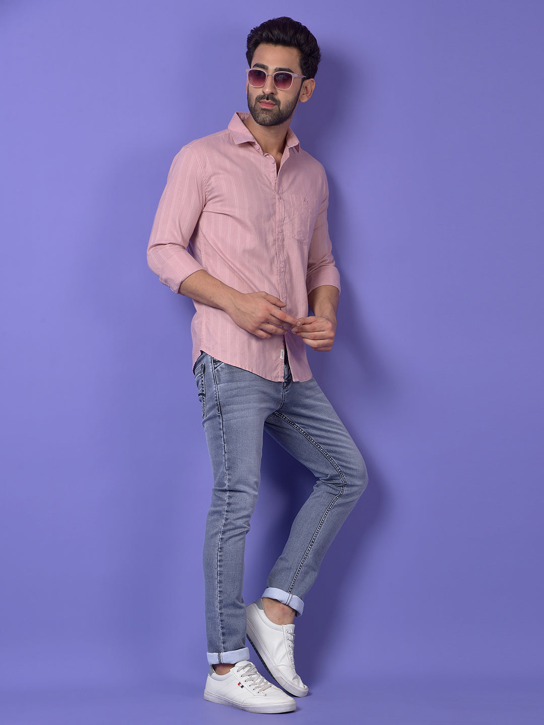 Pink Vertical Stripes Shirt