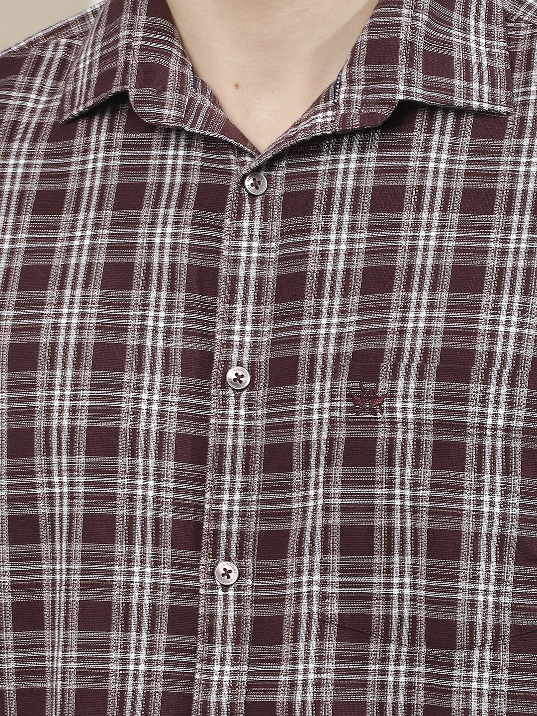 Purple Checked 100% Cotton Shirt