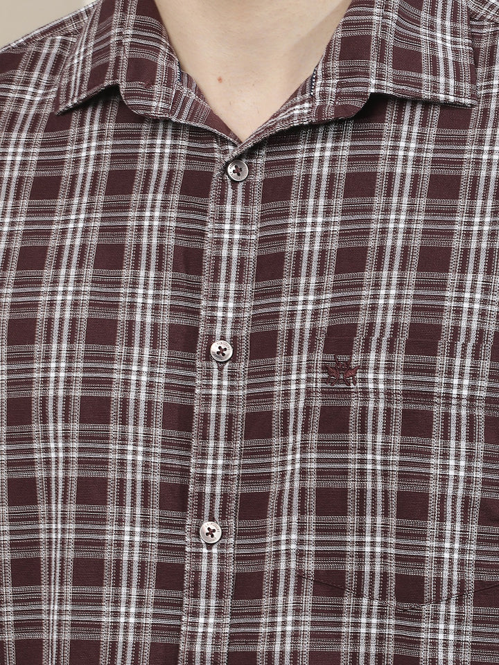 Purple Checked 100% Cotton Shirt