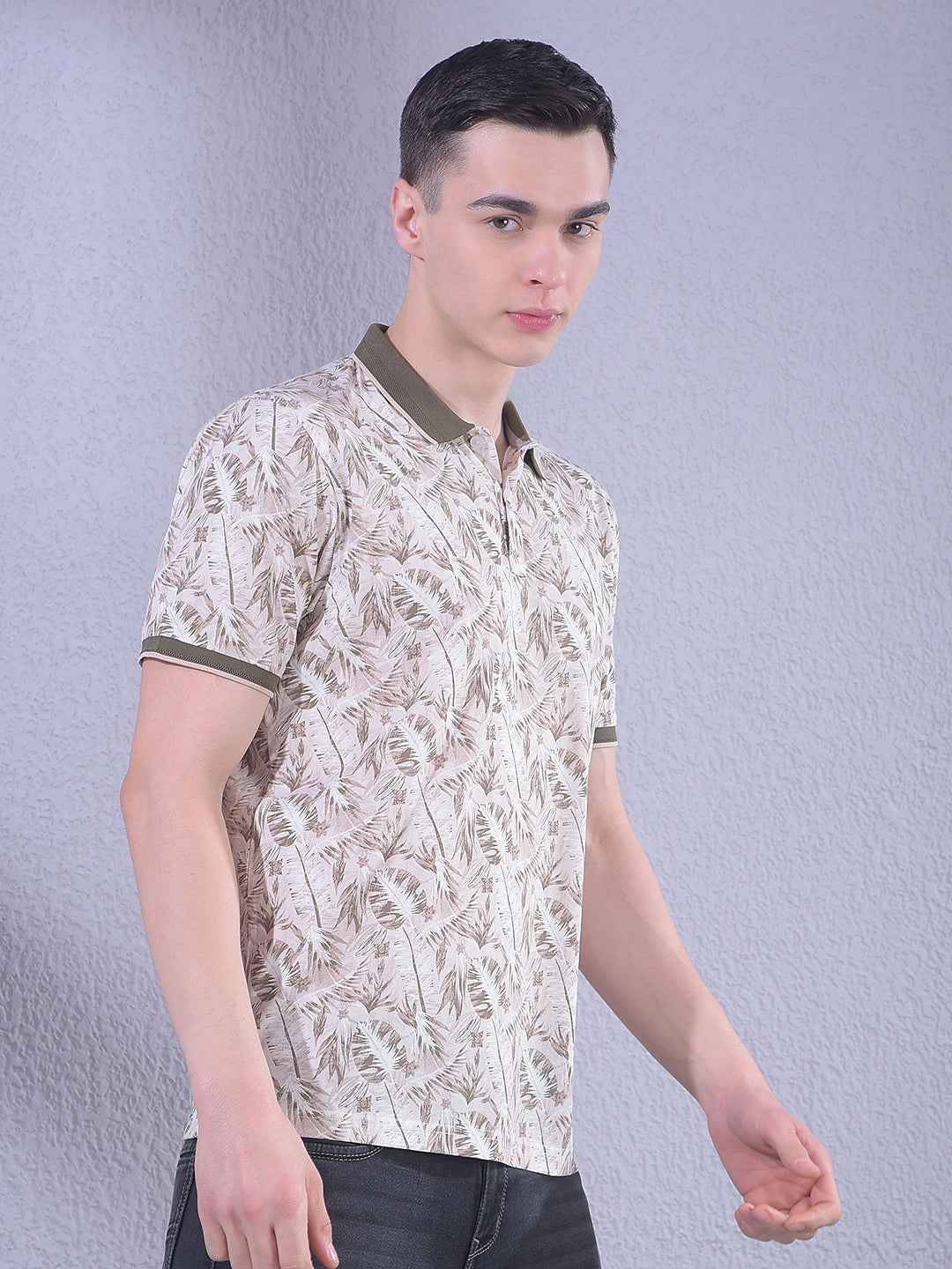 Beige Floral Print T-Shirt