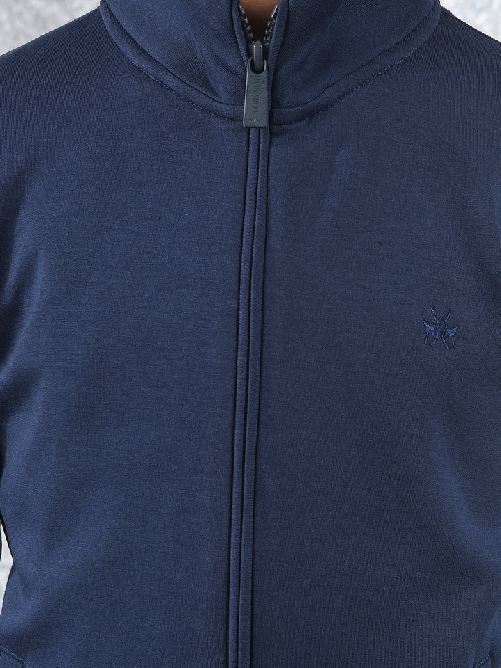 Stretch Fabric Navy Blue Sweatshirt