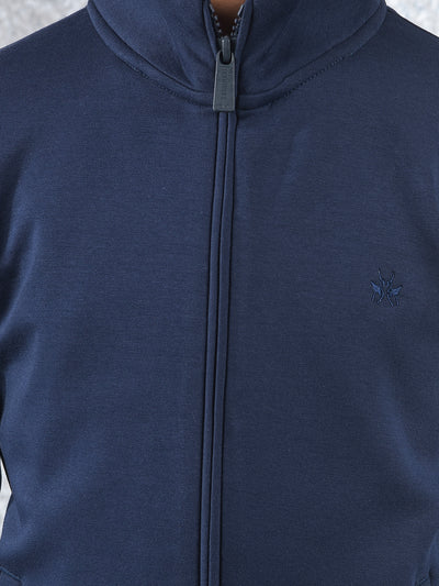 Stretch Fabric Navy Blue Sweatshirt