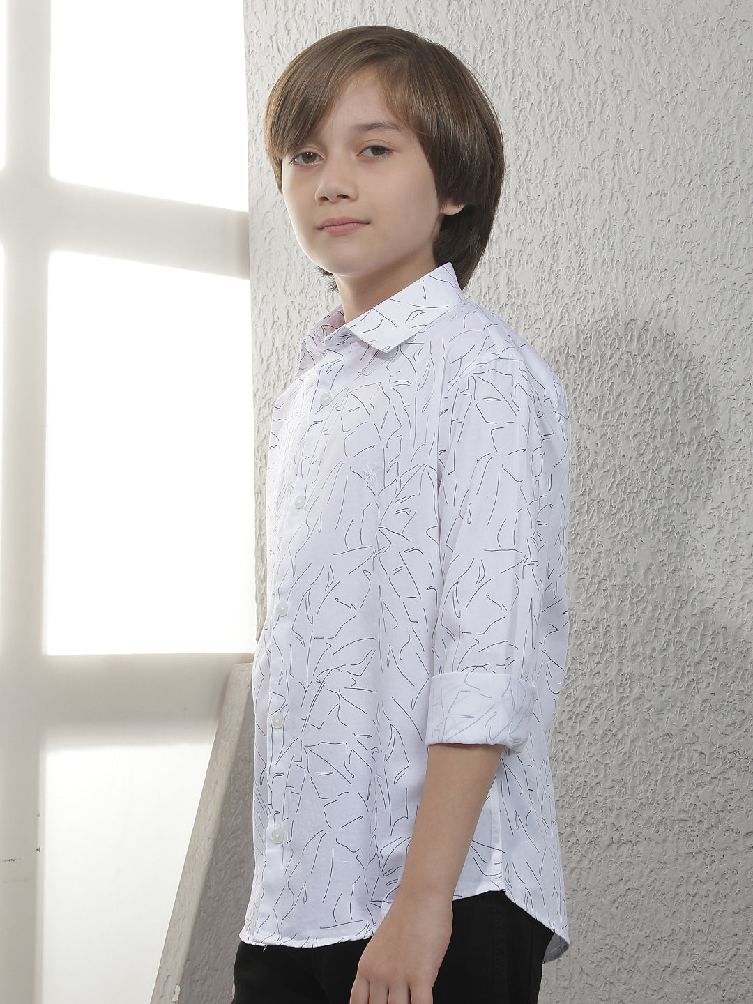 White Abstract Print 100% Cotton Shirt