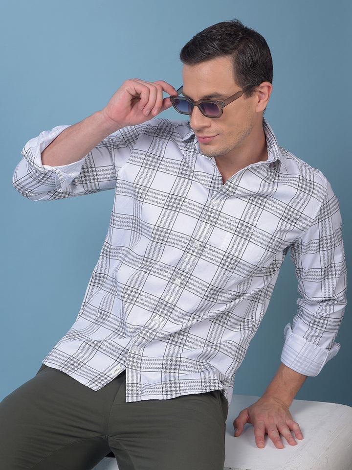 White Checked 100% Cotton Shirt