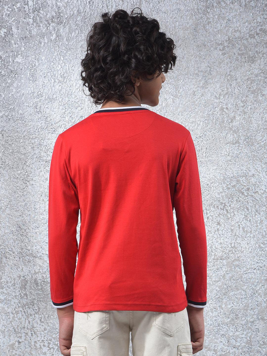 Red Typographic Print 100% Cotton T-Shirt