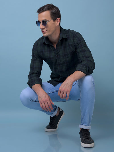 Green Checked 100% Cotton Shirt