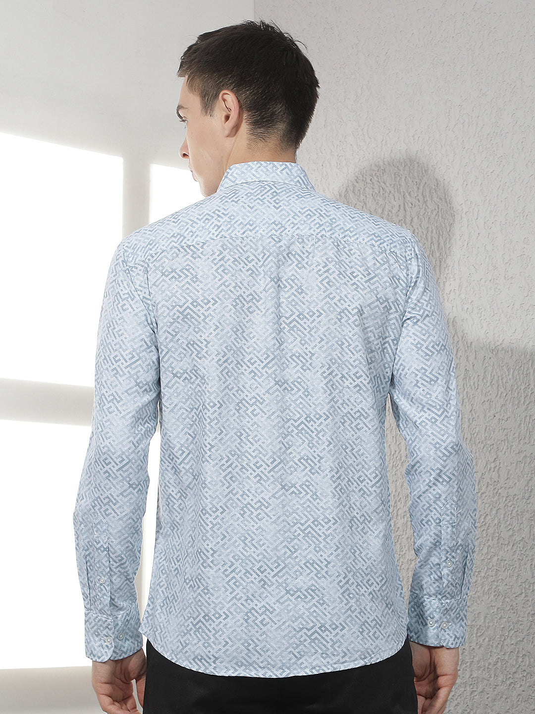 Sky Blue Abstract Print Shirt