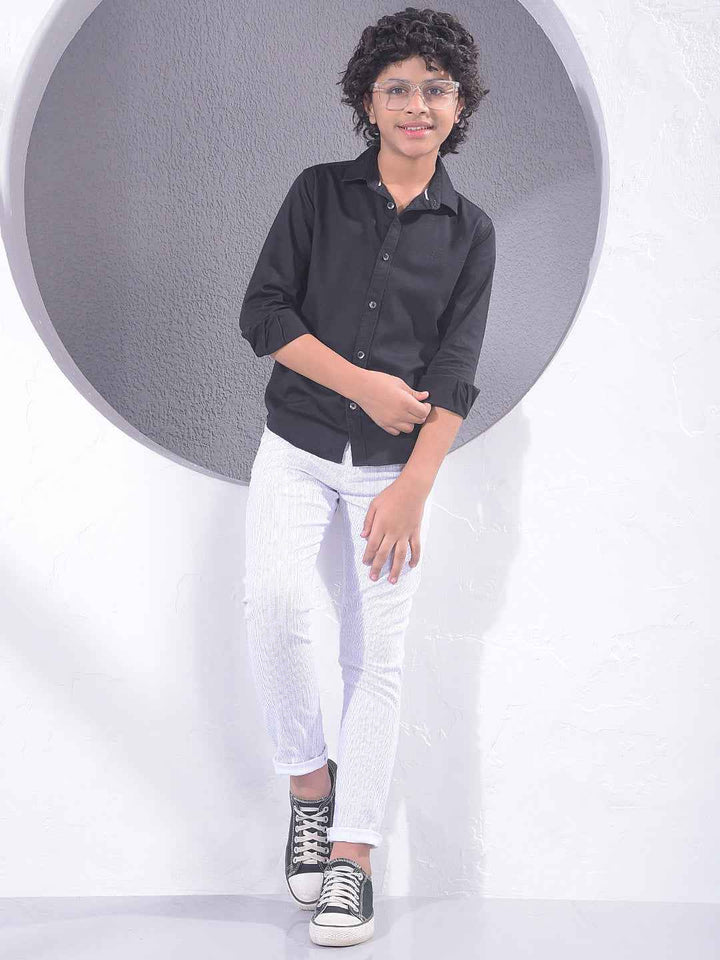 White Vertical Stripes Trousers