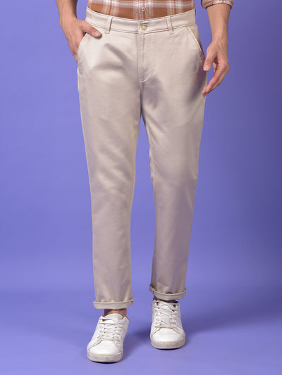 Beige Printed Trousers