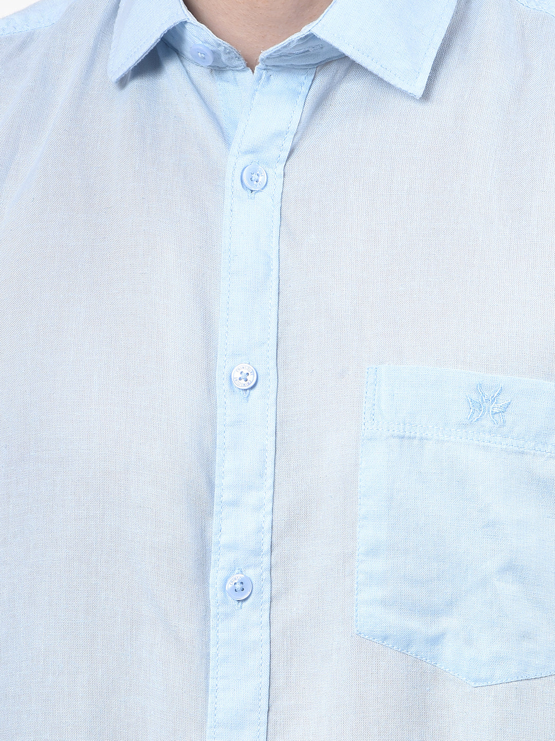 Breeze Blue Linen Short Sleeve Shirt