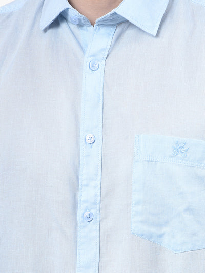 Breeze Blue Linen Short Sleeve Shirt