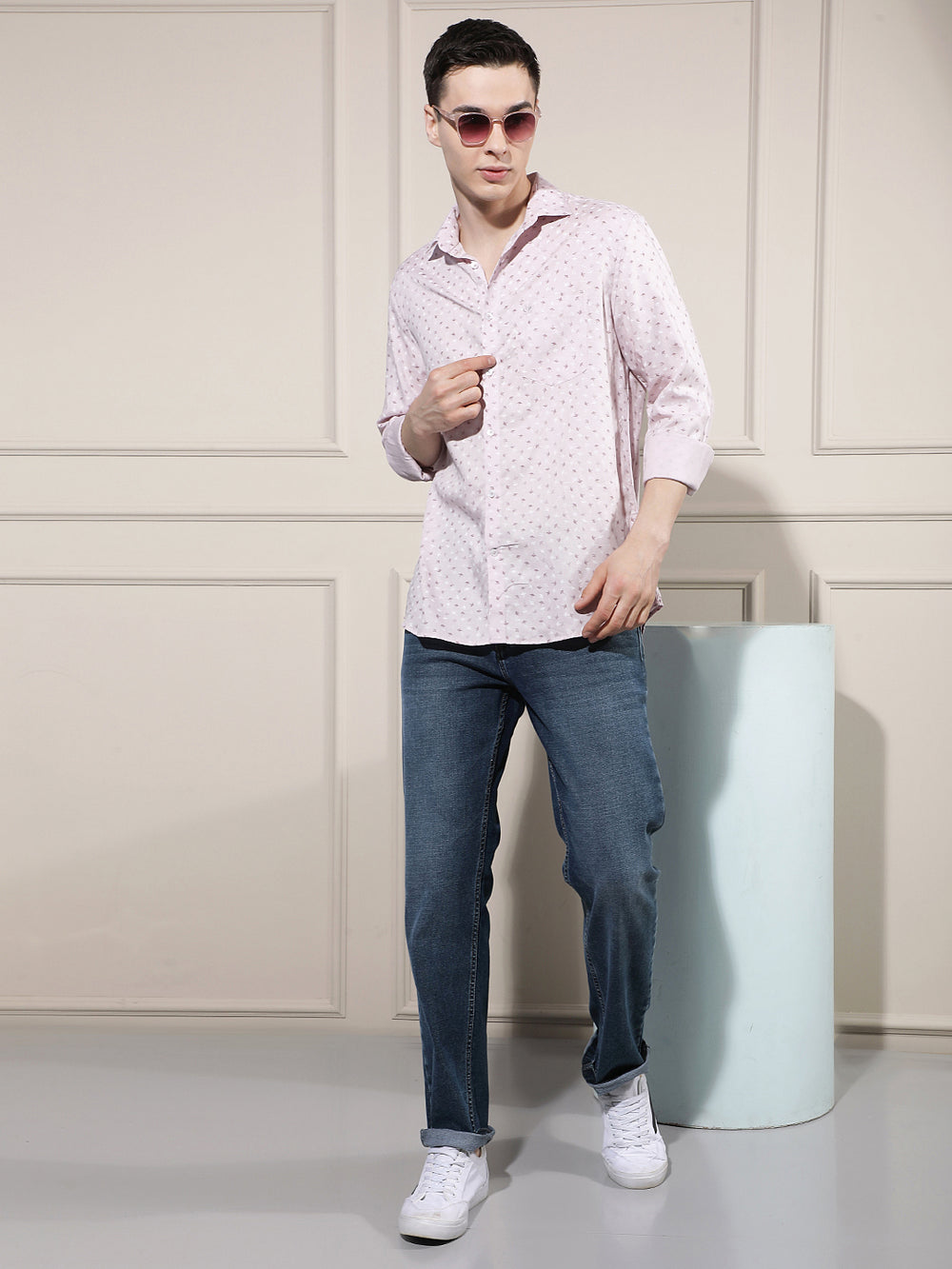 Sleek Blush Pink Printed Shirt