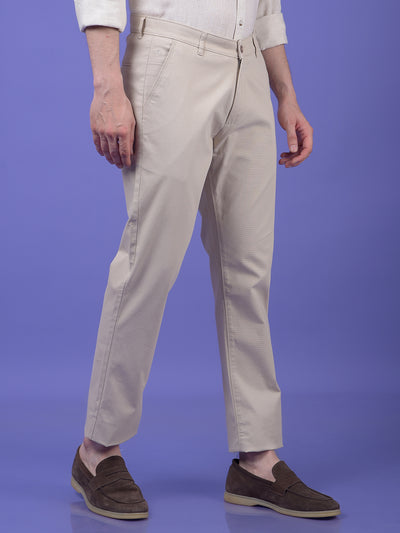 Beige Printed Trousers