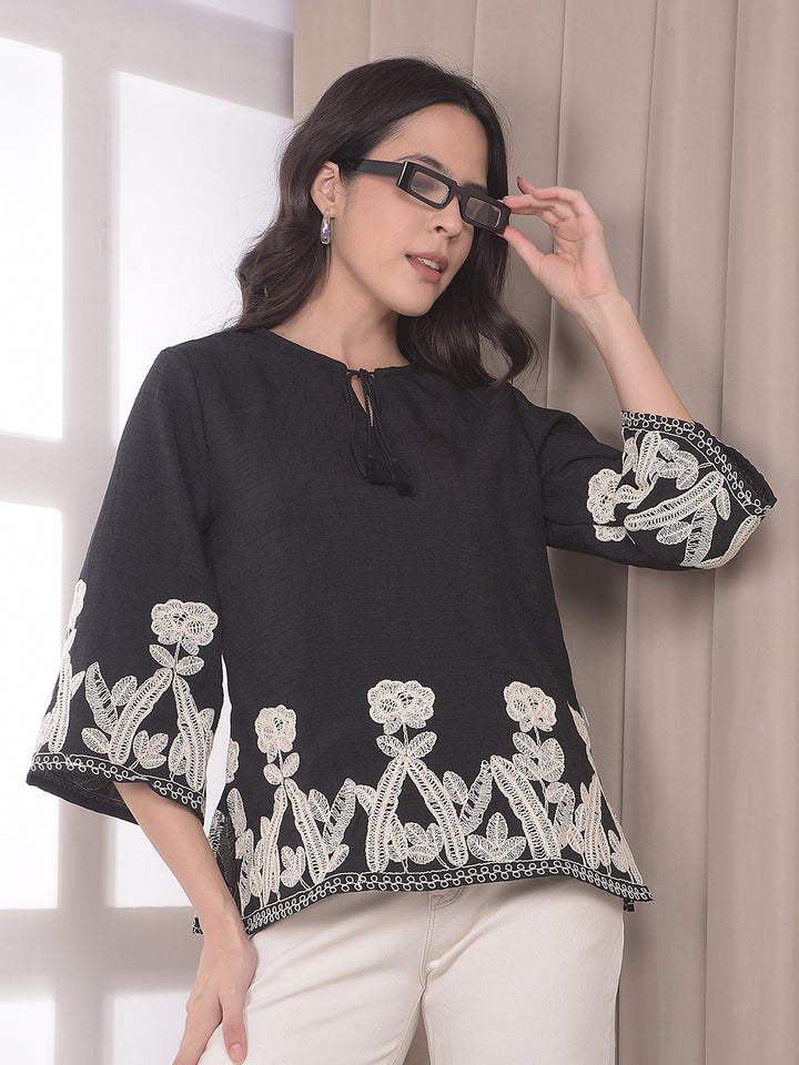 Black Embroidered Top