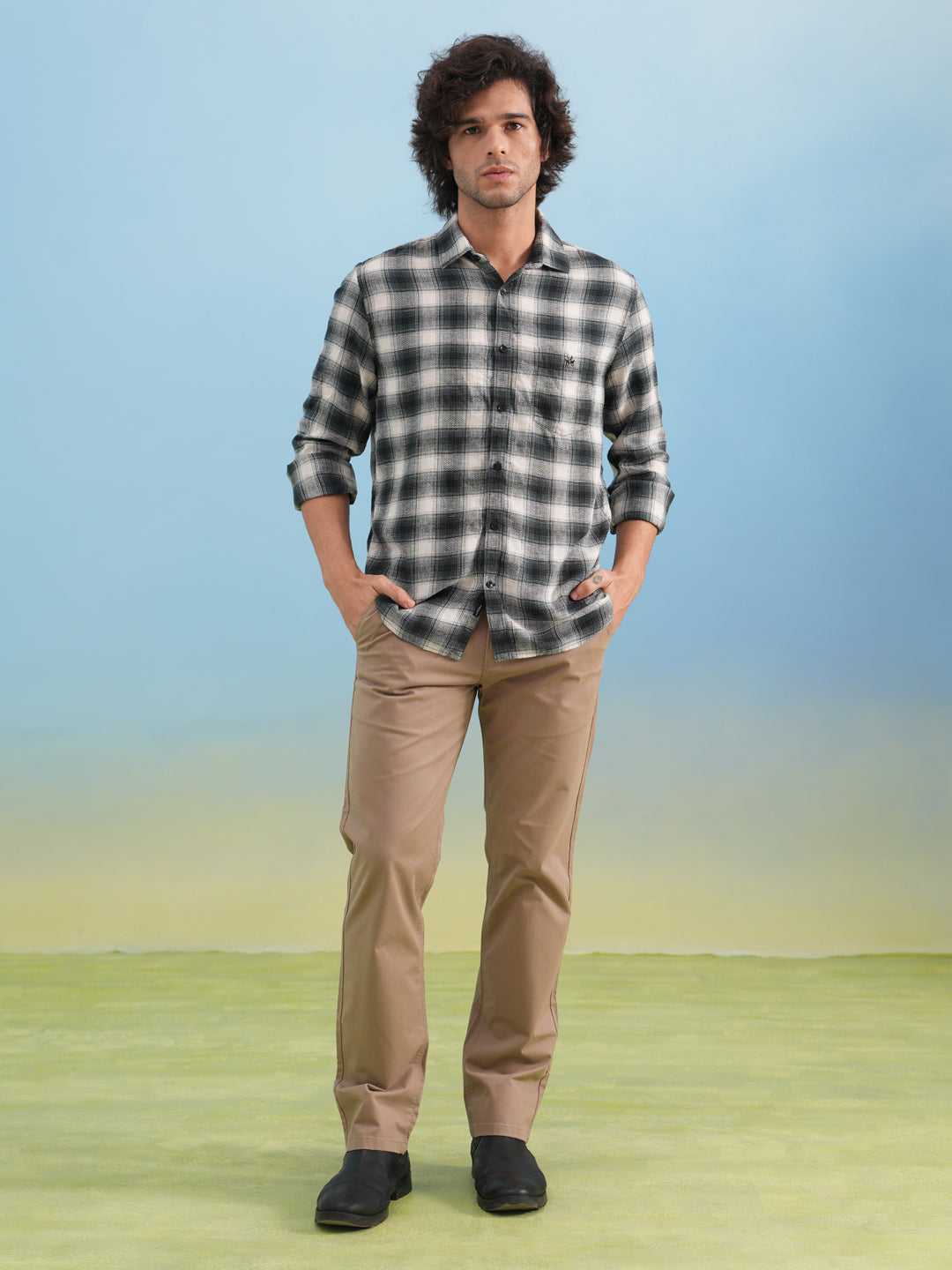 Green Checked Linen Shirt