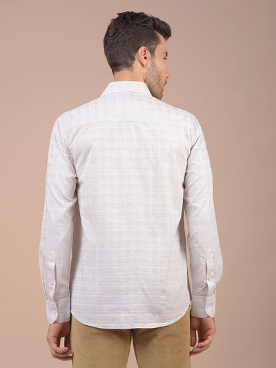 Cream Checked 100% Cotton Shirt