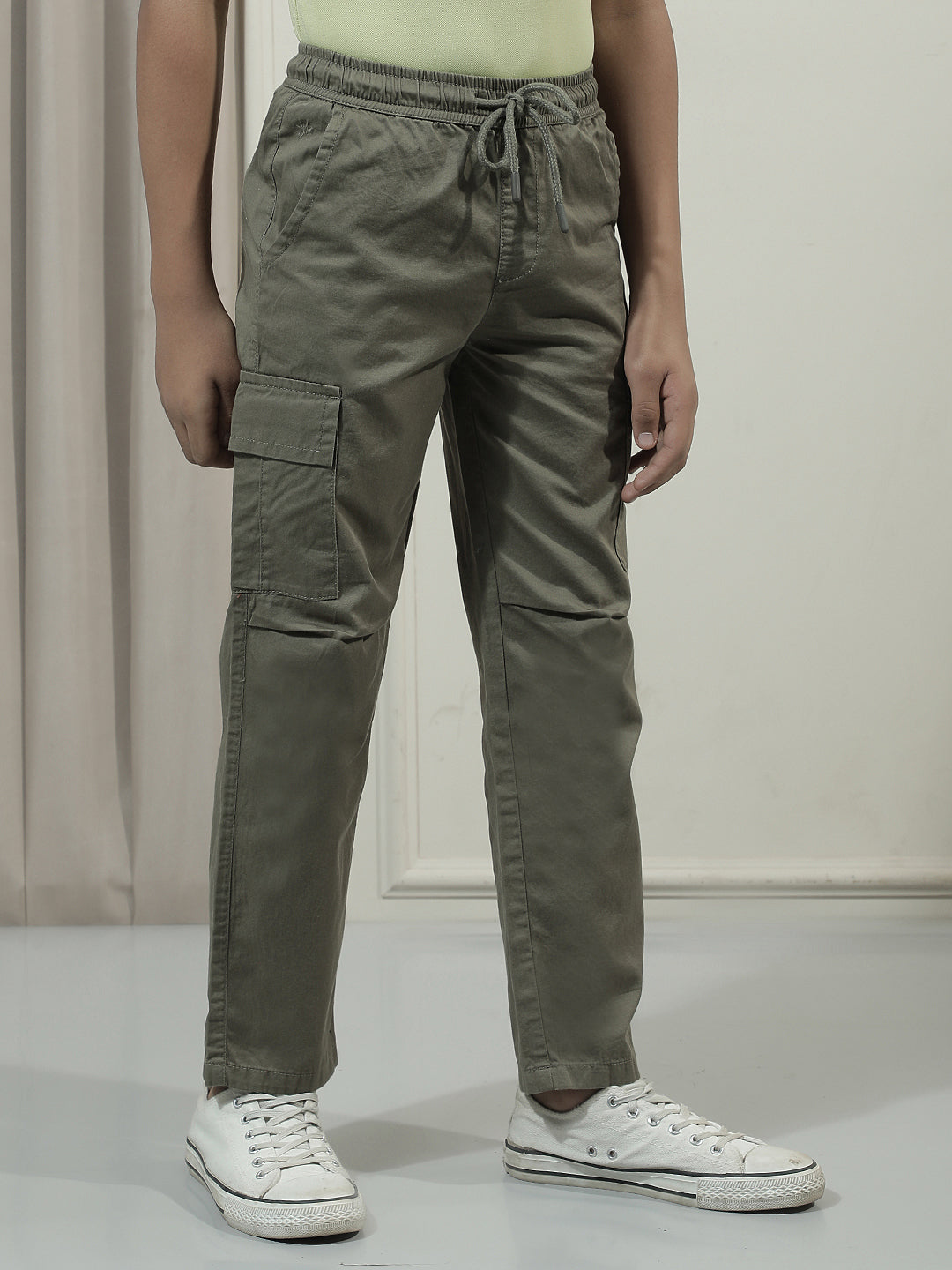 Olive 100% Cotton Cargo Trackpants
