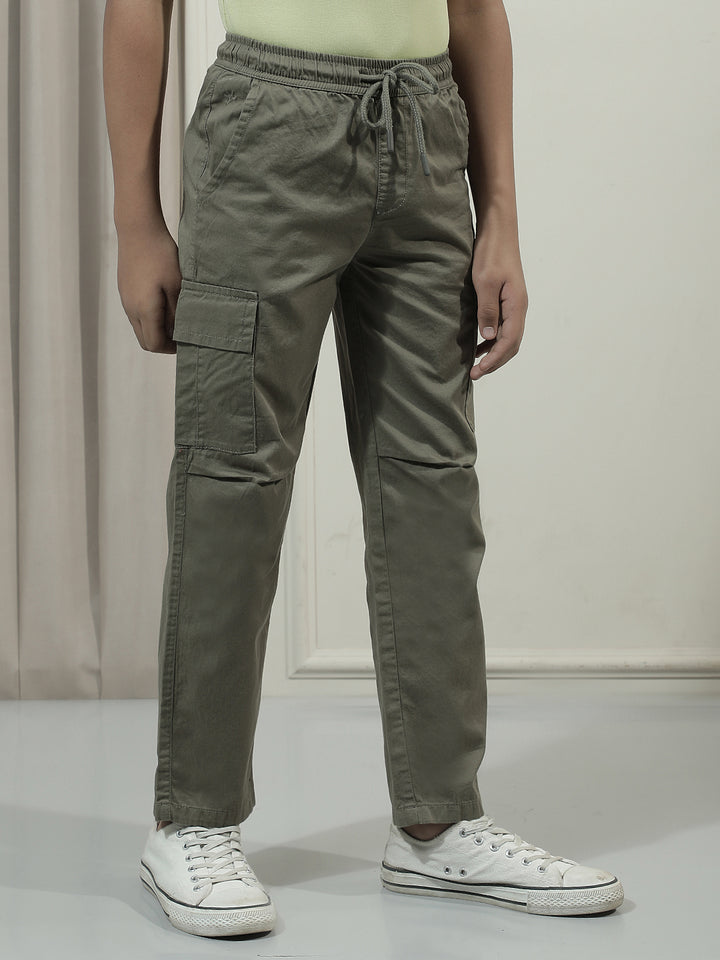 Olive 100% Cotton Cargo Trackpants