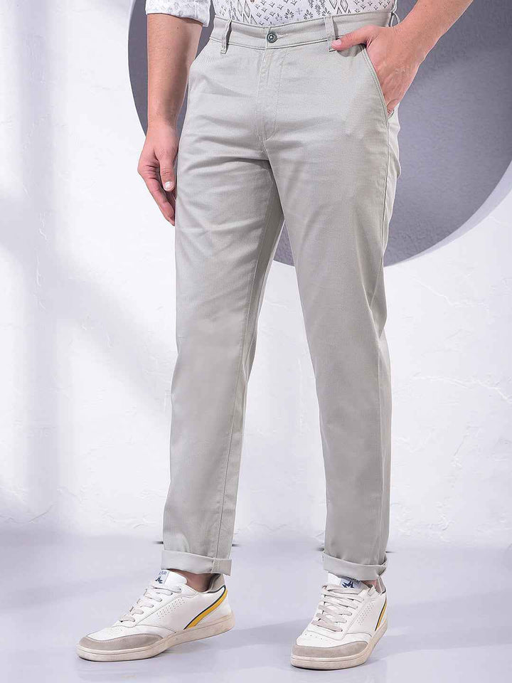 Green Surface Detailed Printed Trousers