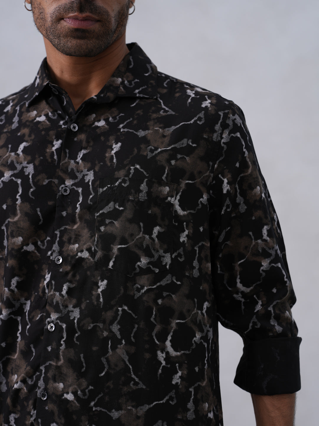 Black Abstract Print Shirt