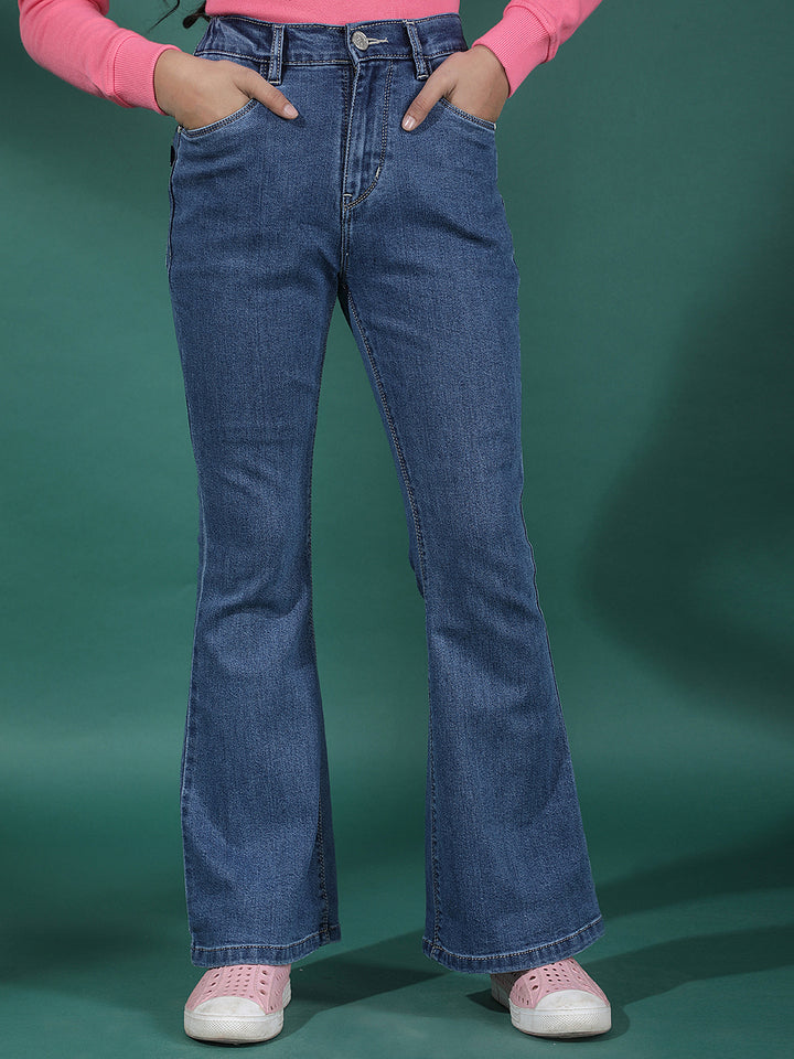 Blue Bootcut High Waist Jeans