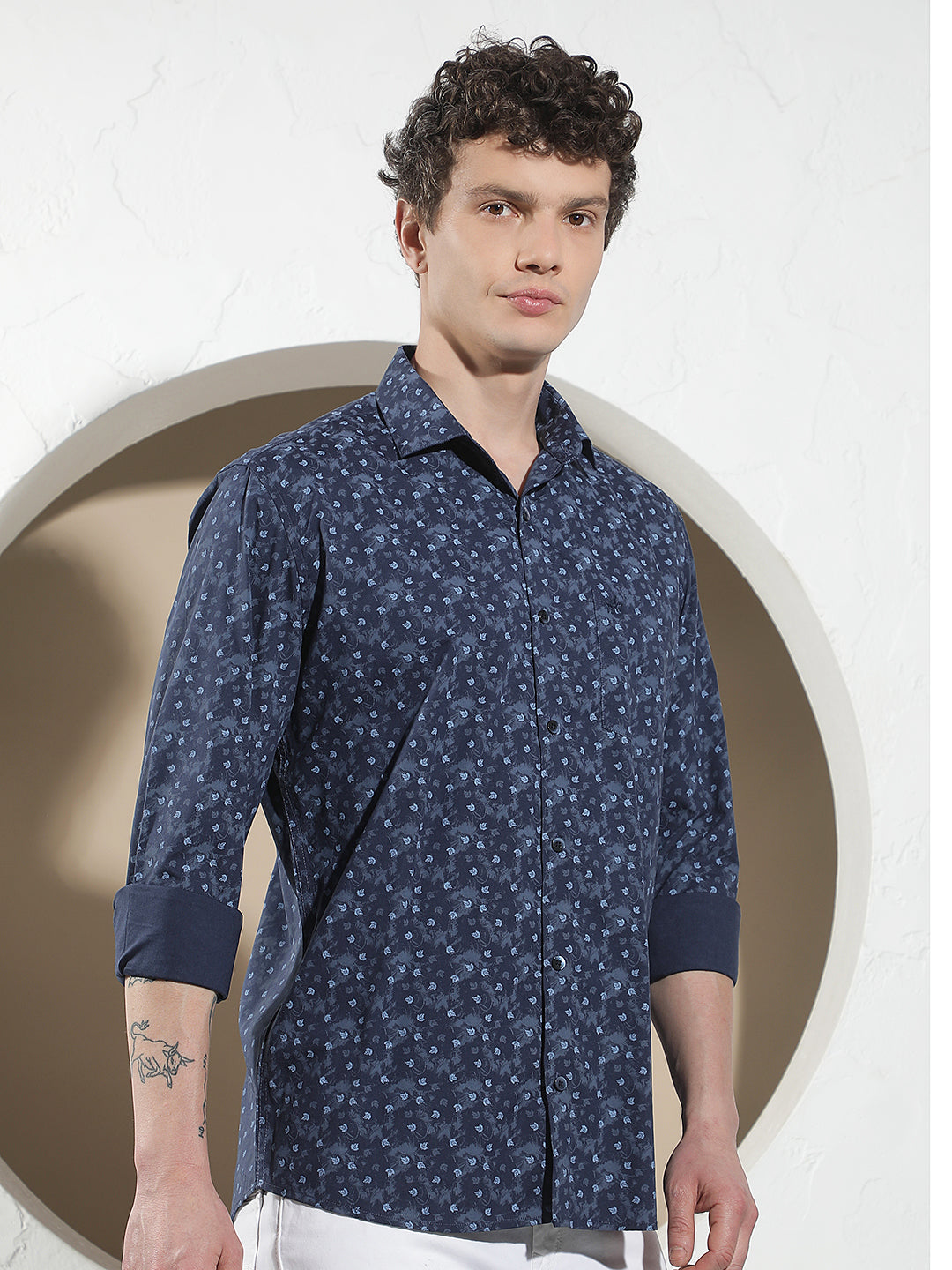 Refined Cobalt Blue Printed Shirt
