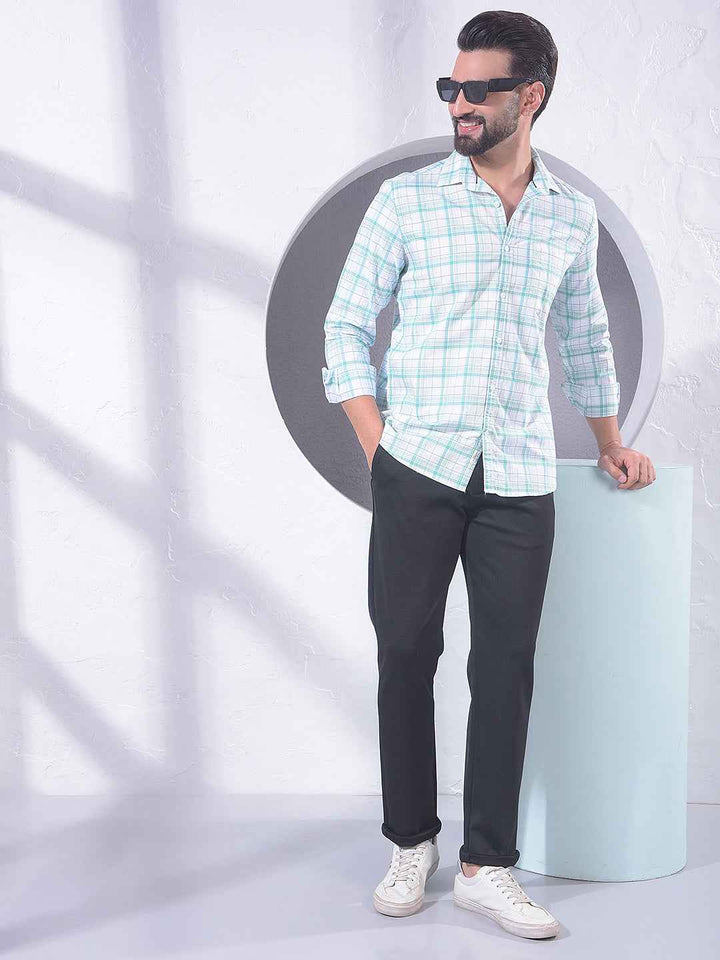 Green Checked 100% Cotton Shirt