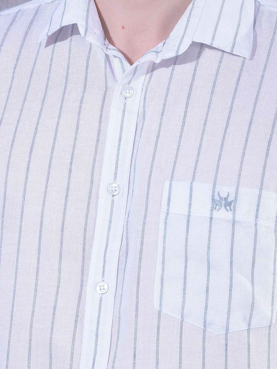 Blue Vertical Stripes Linen Shirt