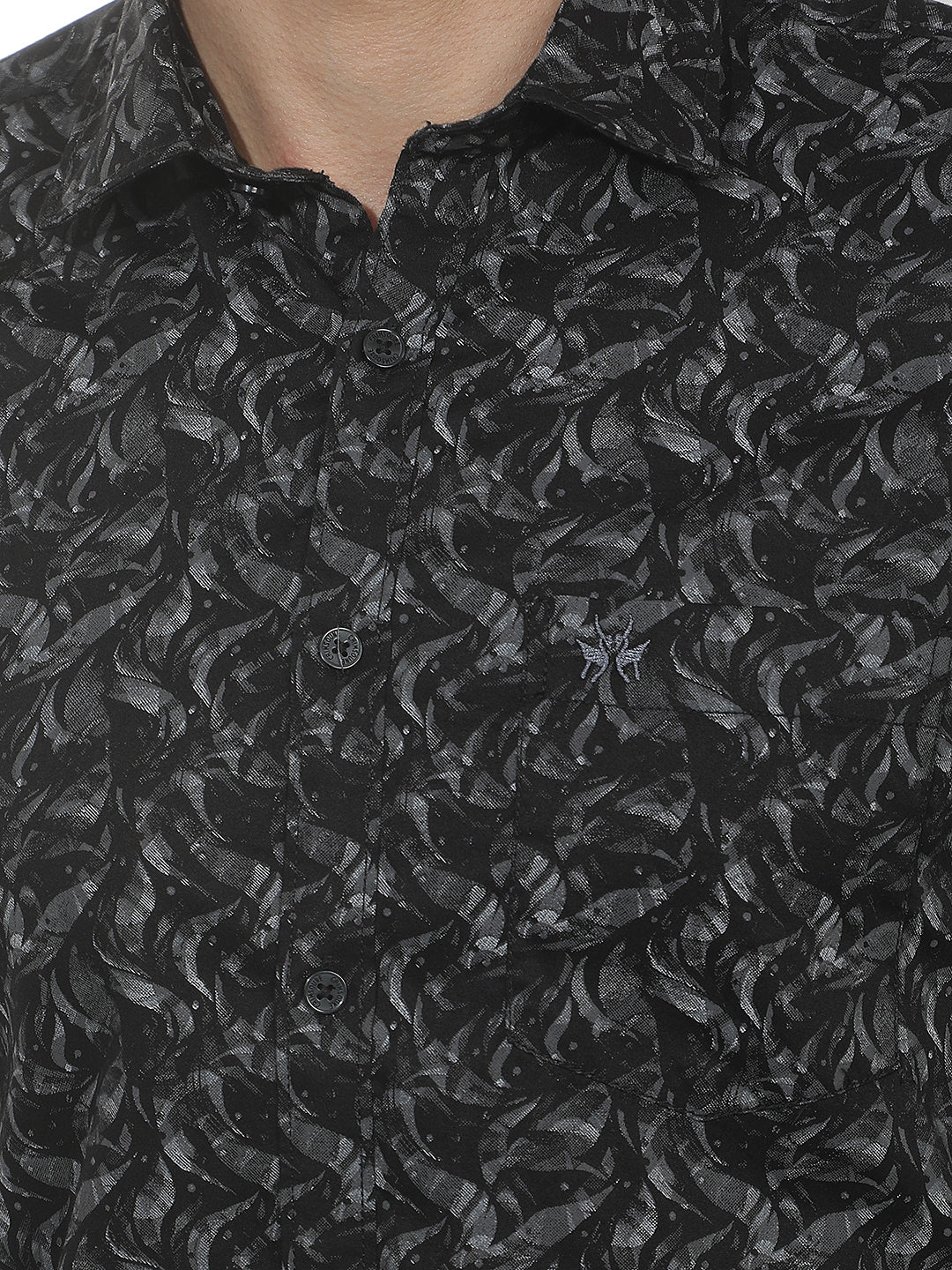 Black Abstract Print 100% Cotton Shirt