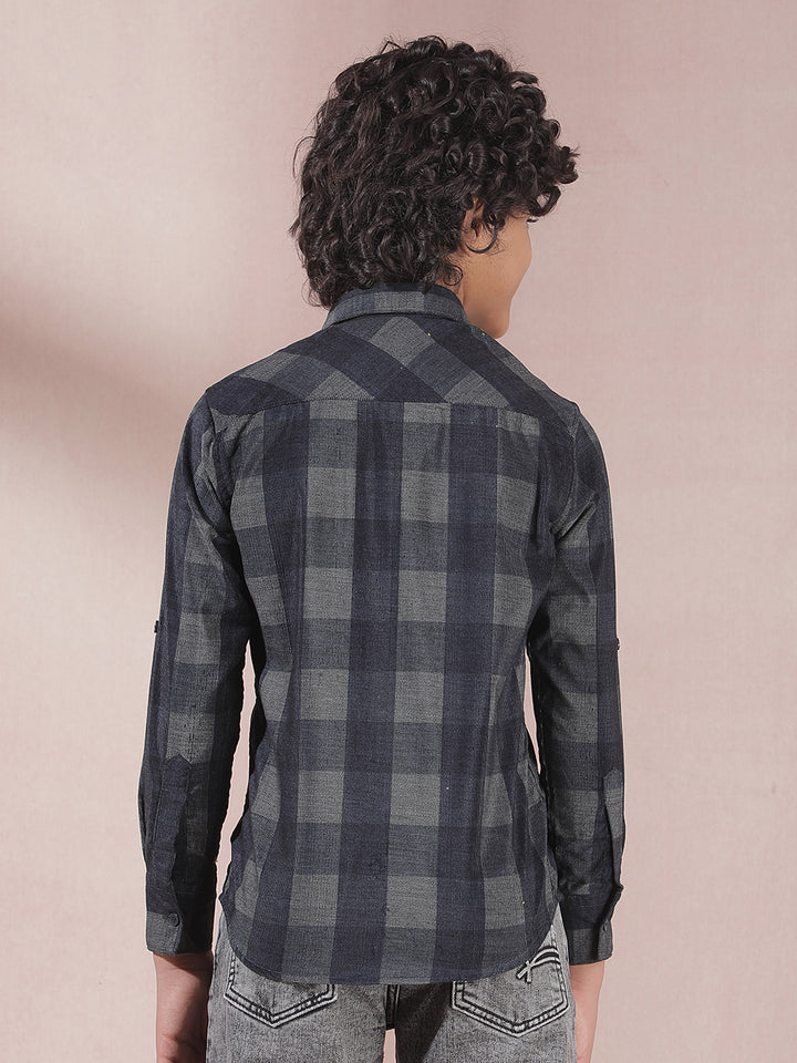 Blue Checked Corduory Shirt