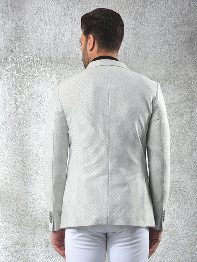 Grey Notched Lapel Single-Breasted Blazer