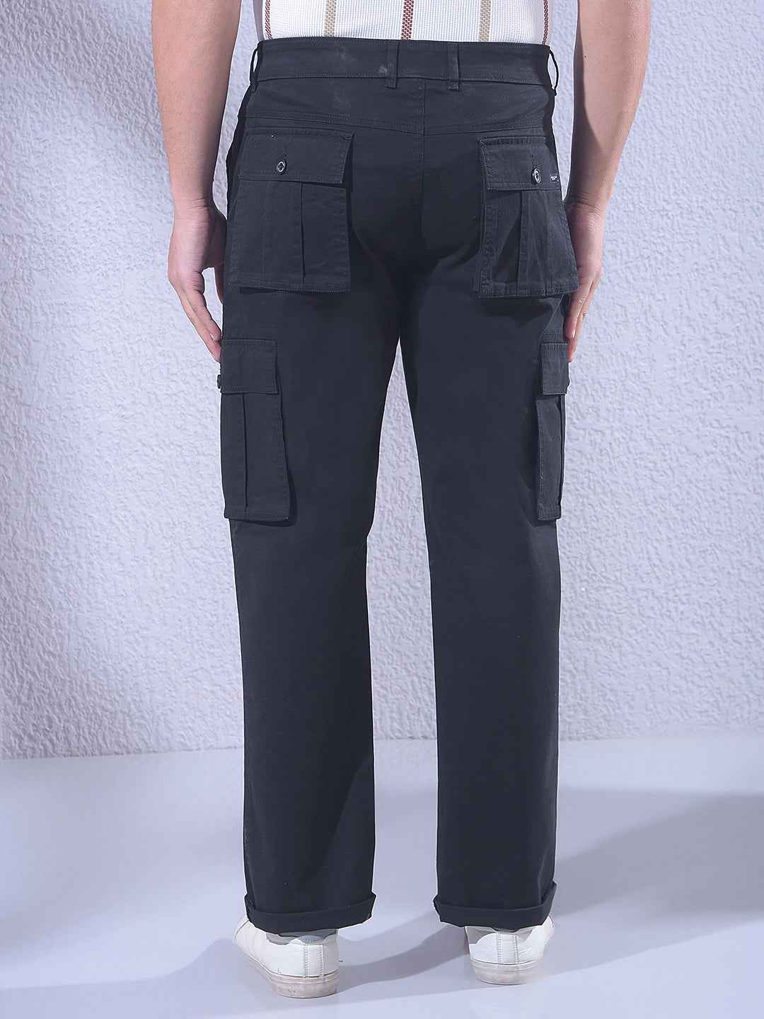 Black Straight Cargo Trousers