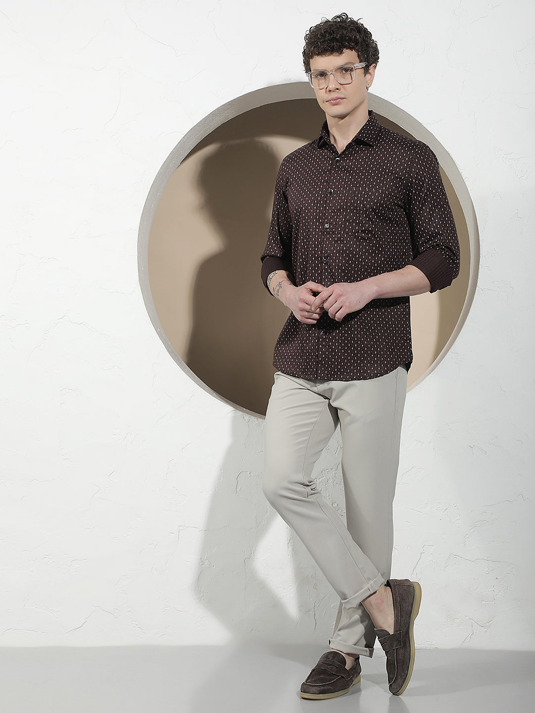 Wine Micro Print Shirt