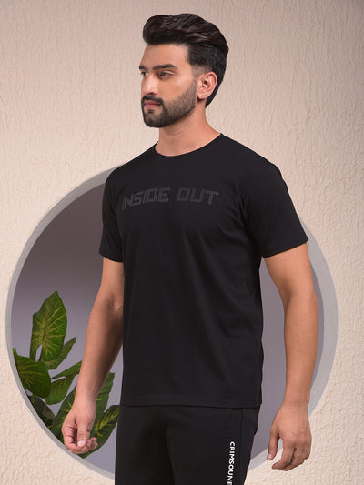 Black Typographic Print T-Shirt