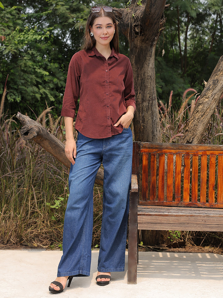 Classic Velvet Wine Corduroy Shirt