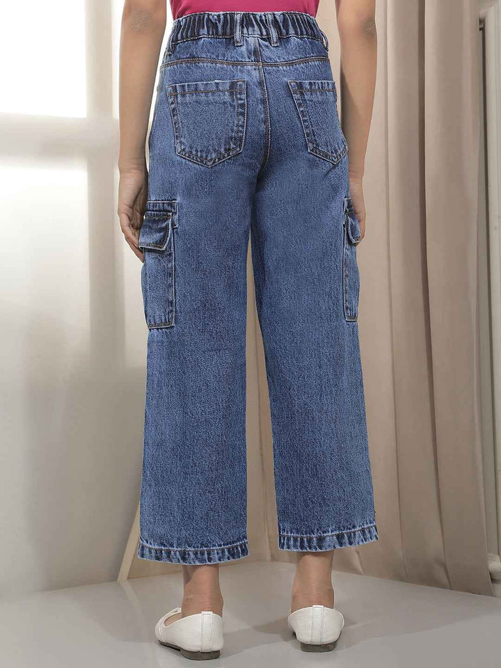 Blue 100% Cotton Cargo Jeans