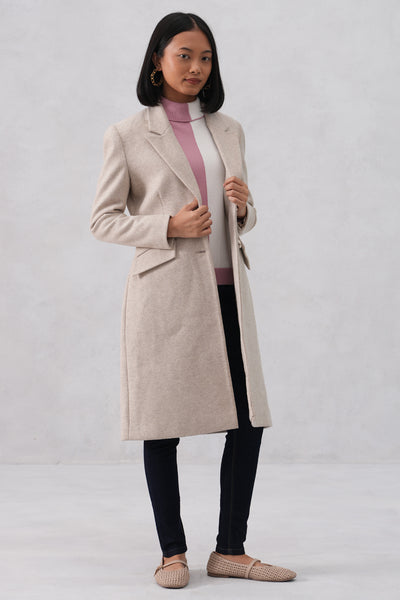 Beige Single Breasted Overcoat