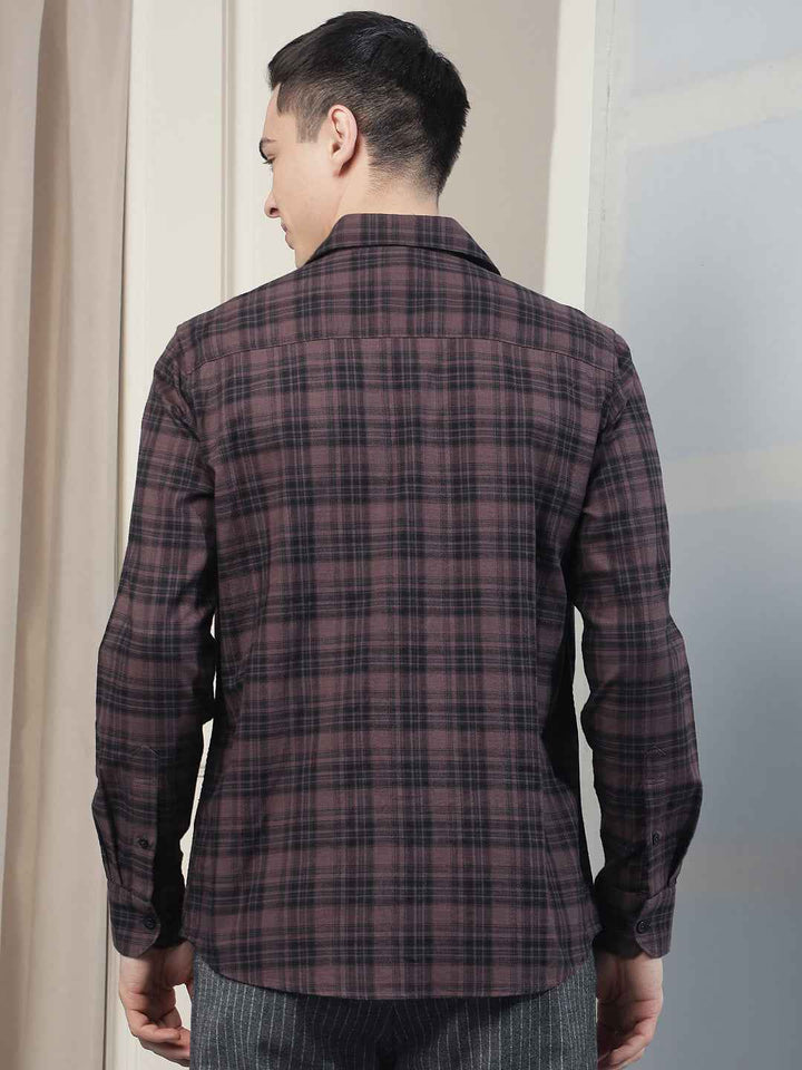 100% Cotton Wine Checked Shirt