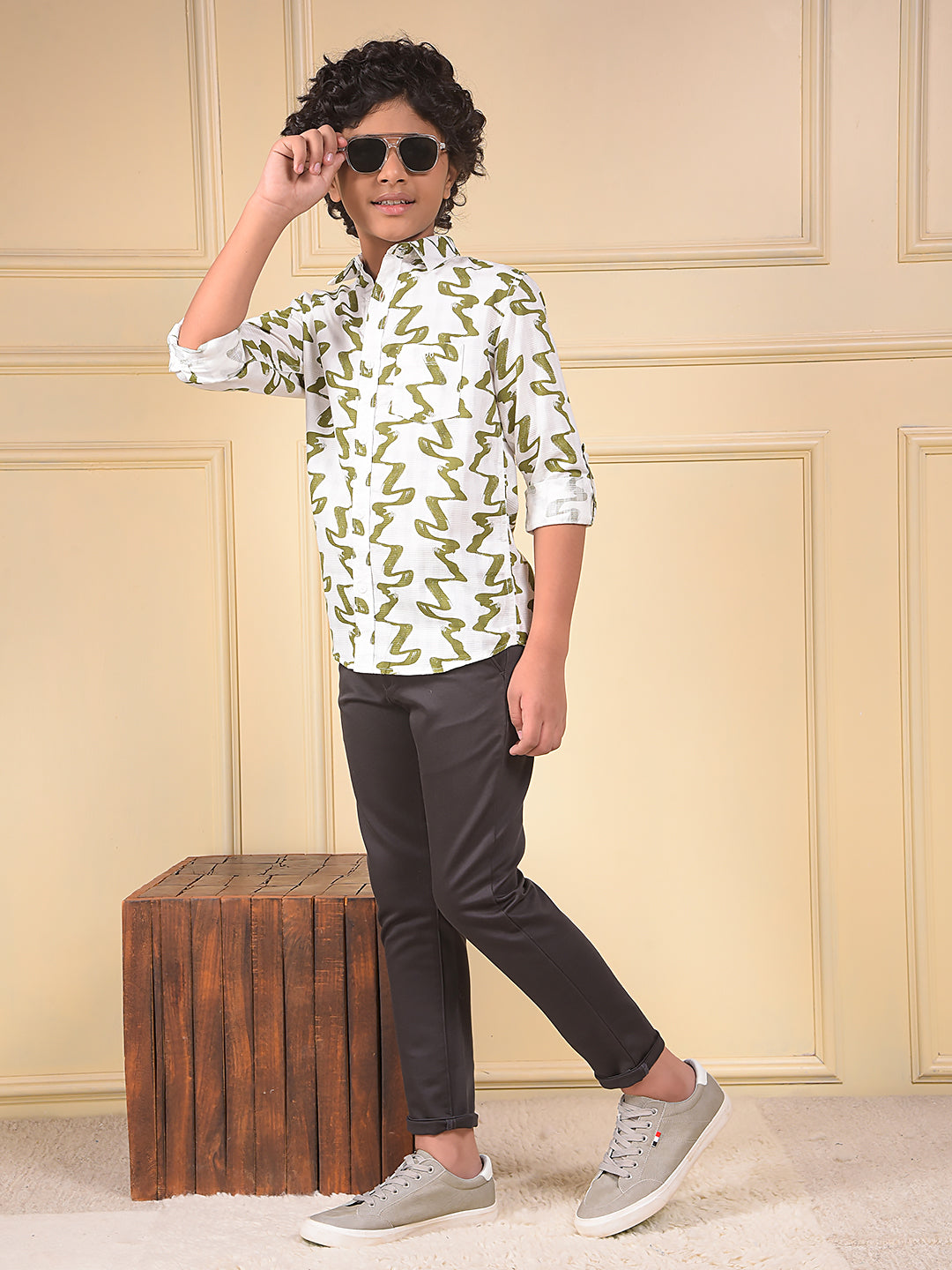 Green Printed 100% Cotton Shirt