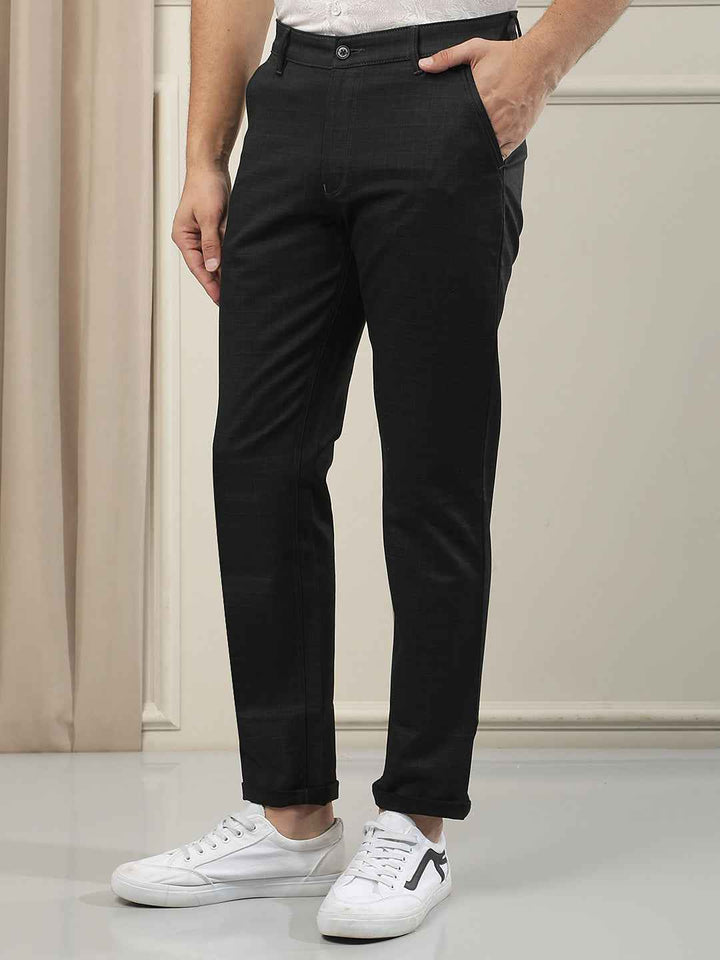 Classic Black Checked Casual Trousers
