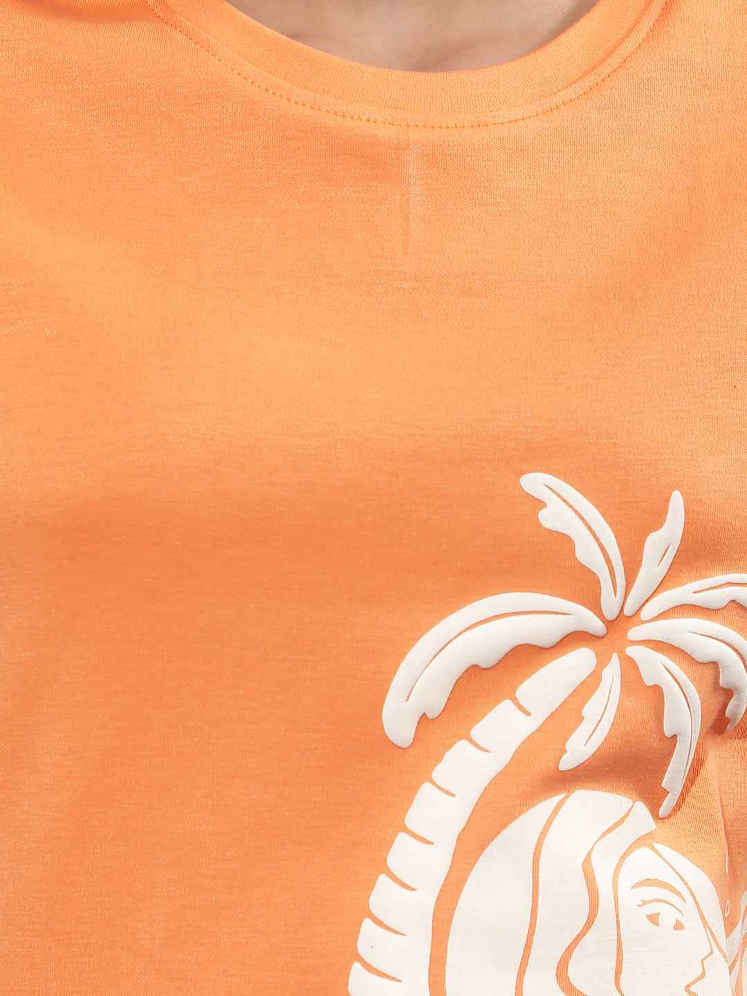 Orange Graphic Print Crop T-Shirt